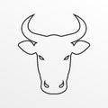 Bull icon. Cow or bull head with horns outline symbol. Vector illustration. Royalty Free Stock Photo